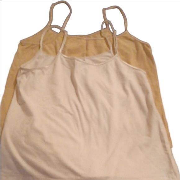 🍭🏍2 Women's White and Tan Camisole Tops - Picture 1 of 6